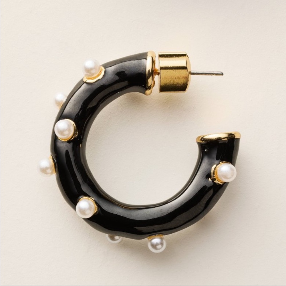 Kate Spade x Target polka dot hoop earrings black with pearls